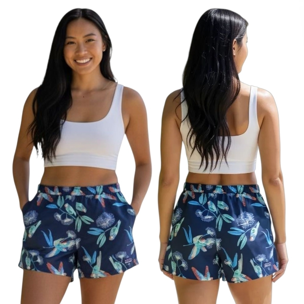 Patagonia Women's Barely Baggies Shorts Parrot Print Small Hiking Outdoor